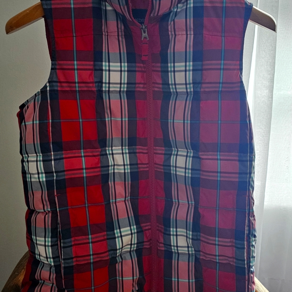 Lands' End Red Puffer Vest Sz M